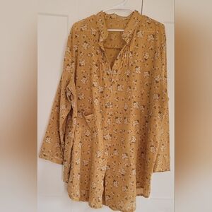 SHEIN Mustard Floral Blouse